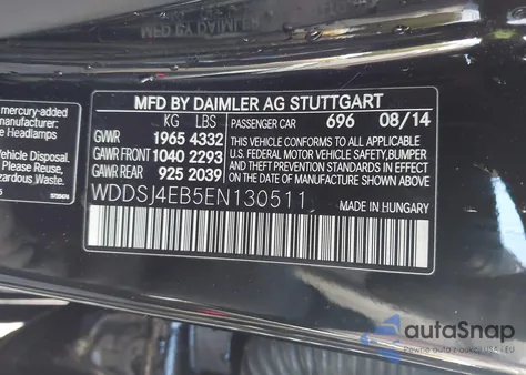 2014 Mercedes-Benz Cla 250 z USA, uszkodzony, nr VIN WDDSJ4EB5EN130511